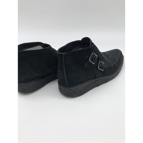 All Saints Mens Black Boot Double Monk Crepe Sole 43 us 9 9.5 Leather Suede Hair